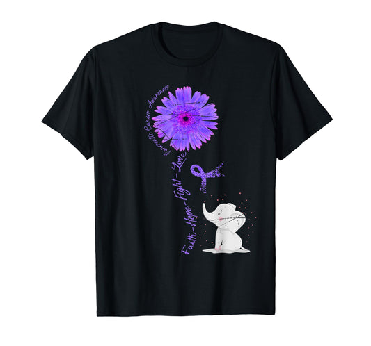 Cancer Fight Support Purple Ribbon Gift Pancreatic Cancer T-Shirt