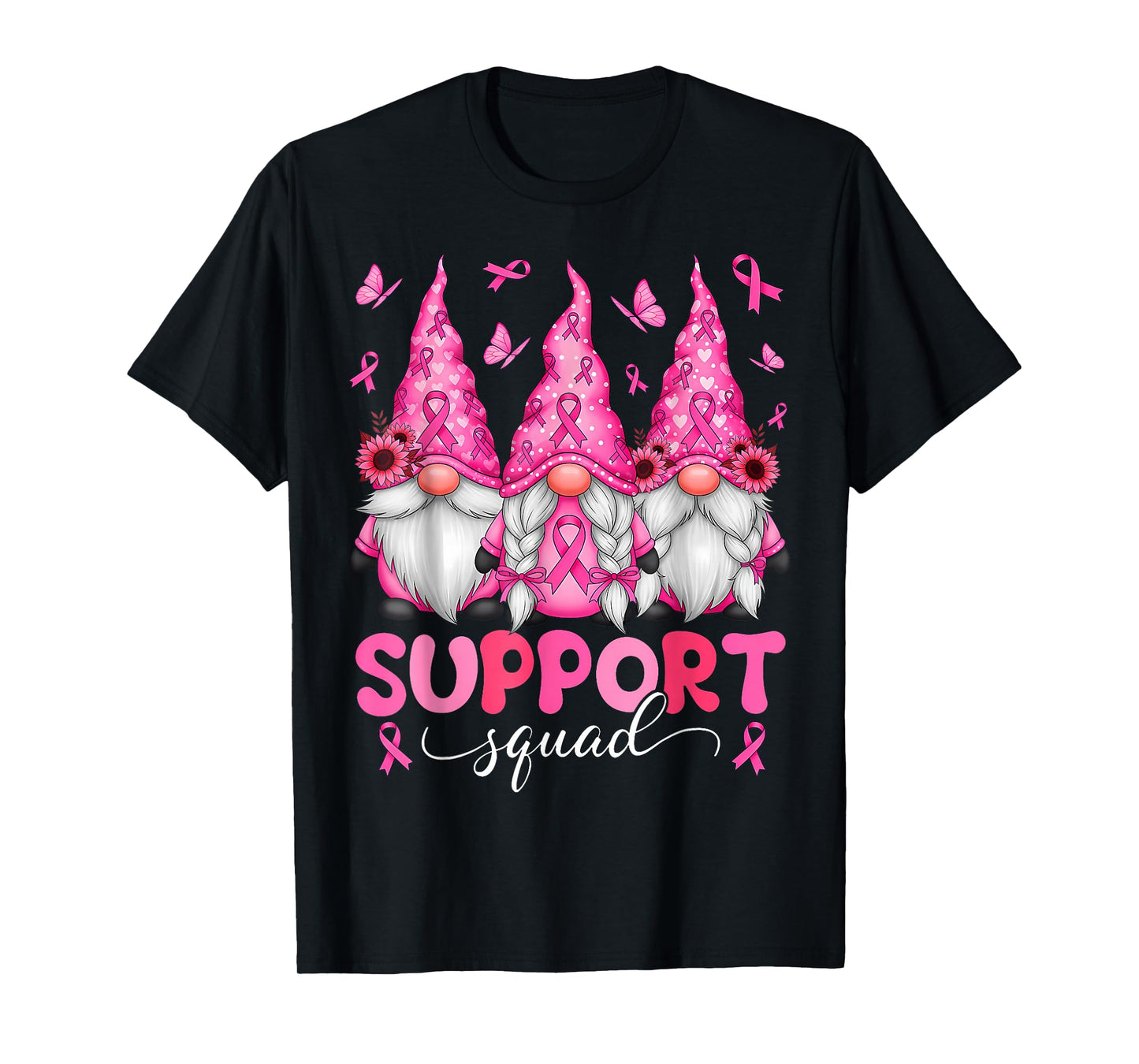 Support Squad Gnomes Breast Cancer Awareness Men Women Kids T-Shirt