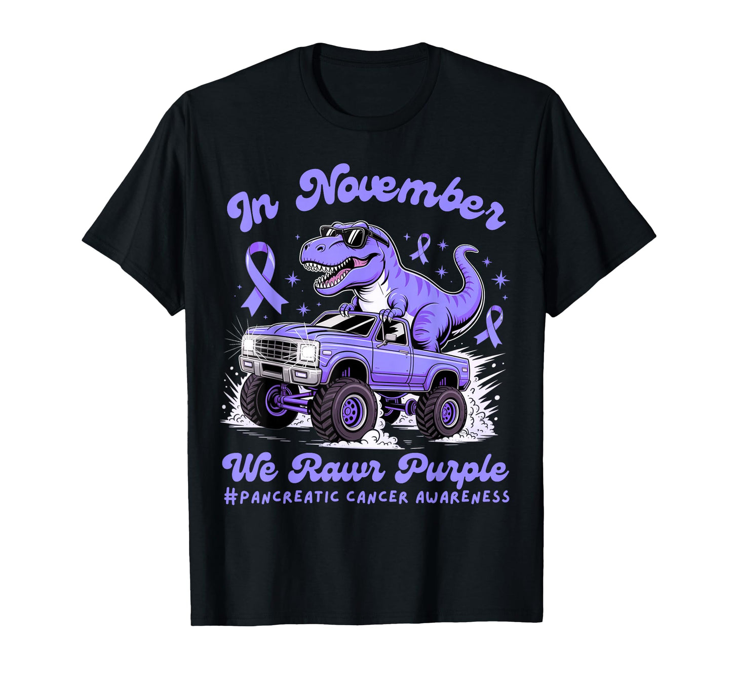 Pancreatic Cancer Support Squad T-Rex Dino Kids Boys Toddler T-Shirt