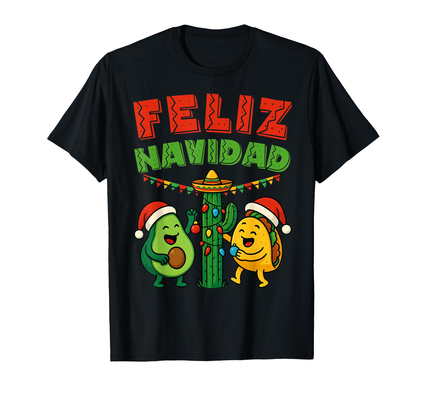 Funny Feliz Navidad Avocado Tacos Mexican Christmas Family T-Shirt