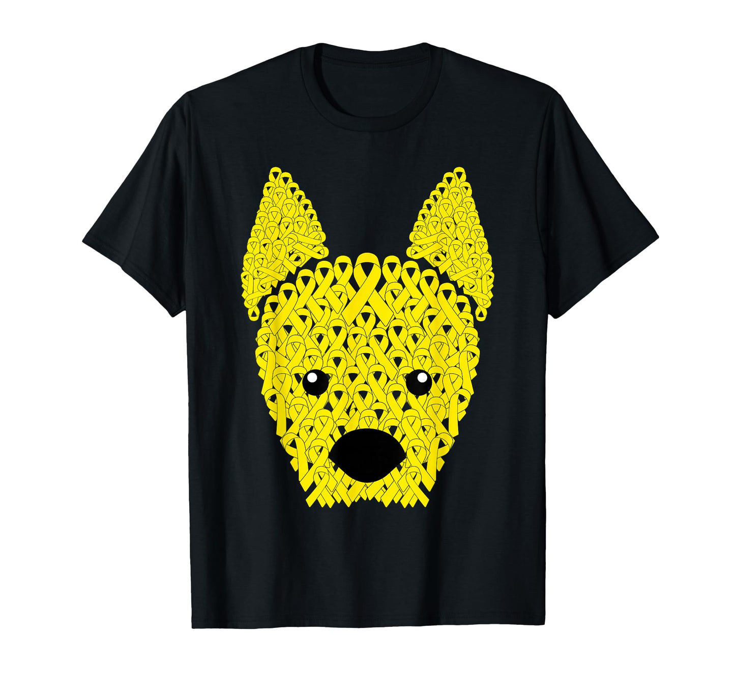 Yellow Ribbon Dog Face Sarcoma Bone Cancer Awareness Warrior T-Shirt