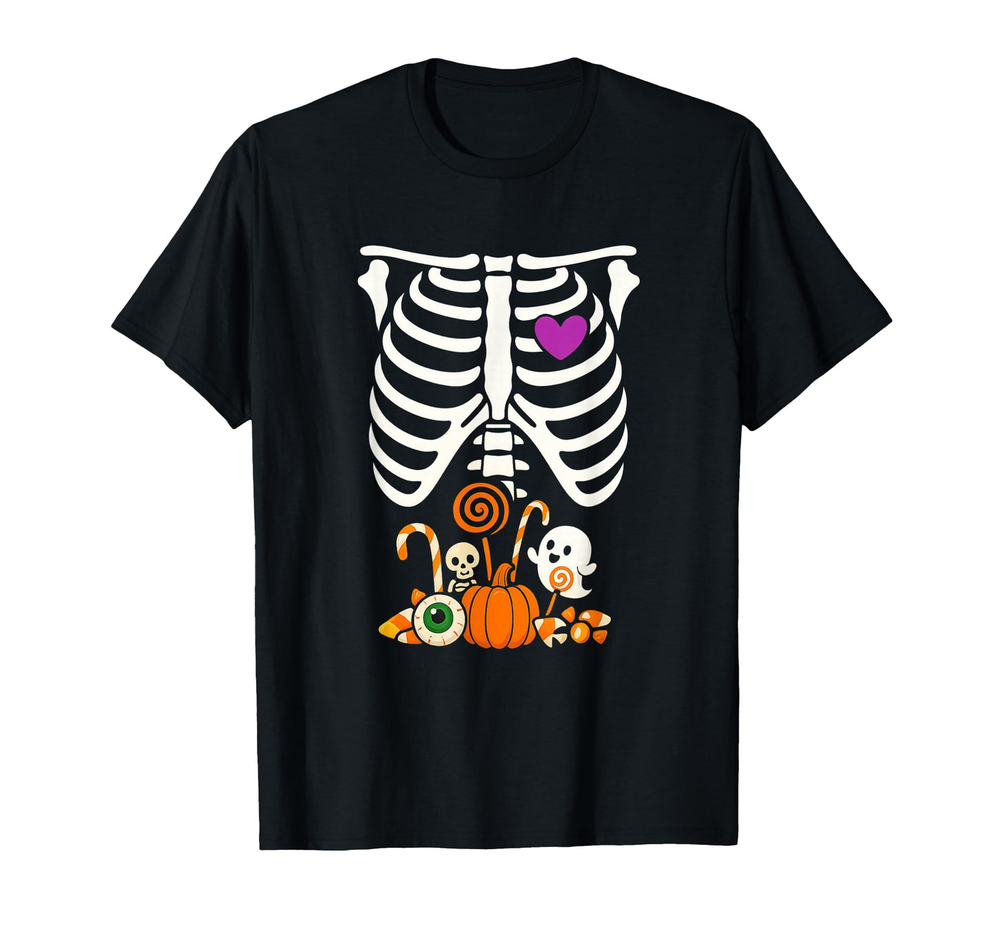 Halloween Skeleton Ribcage Candy Shirt Spooky Fun Tee T-Shirt