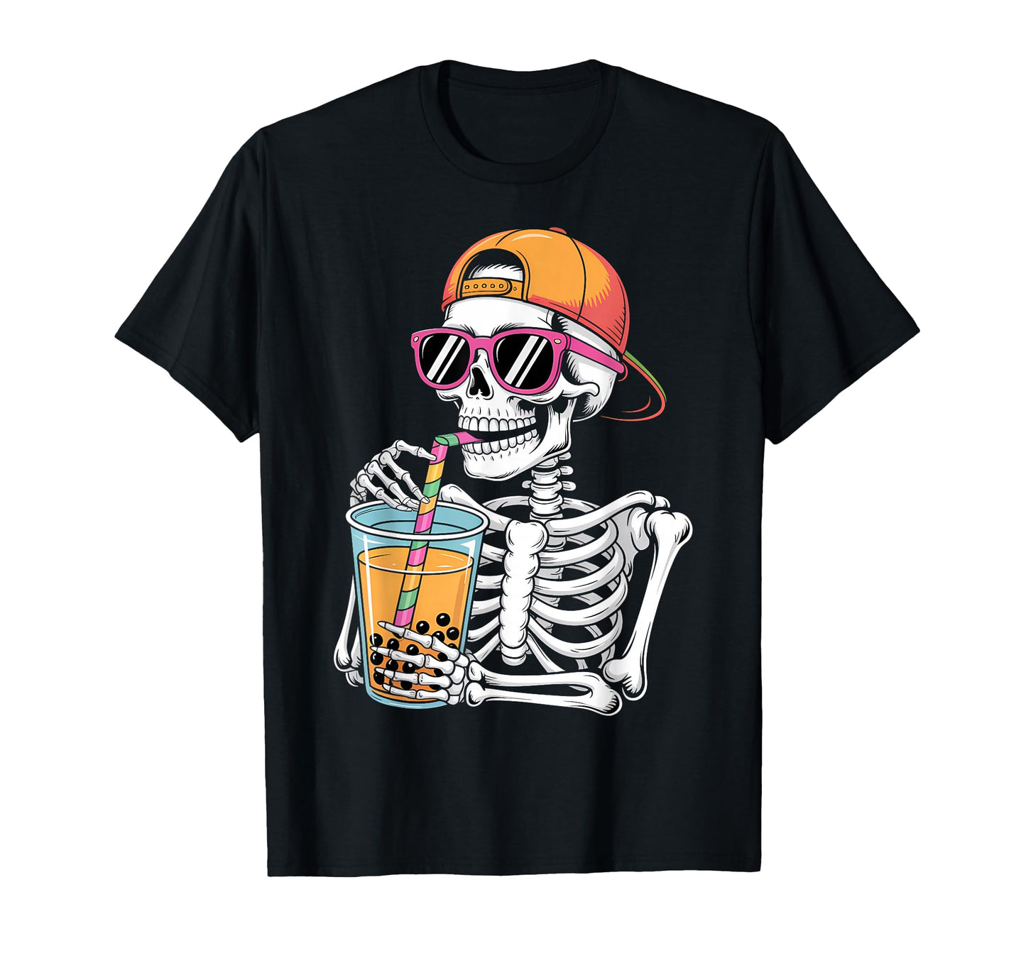 Funny Halloween Skeleton Boba Tea Costume T-Shirt