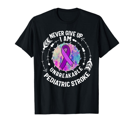 Pediatric Stroke Awareness Purple Ribbon Fight Warrior Kids T-Shirt