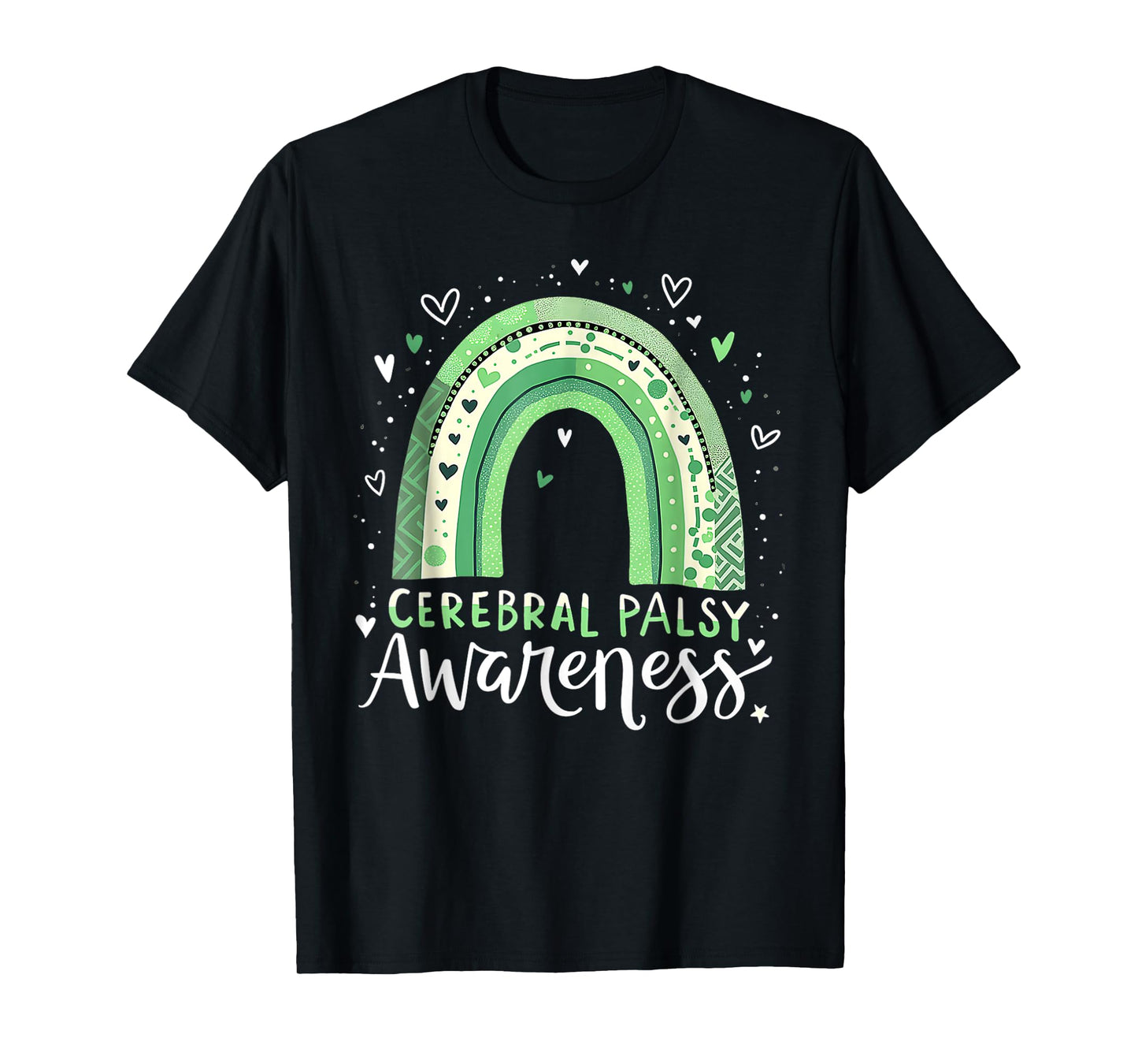 Rainbow In March We Wear Green Cerebral Palsy Awareness T-Shirt
