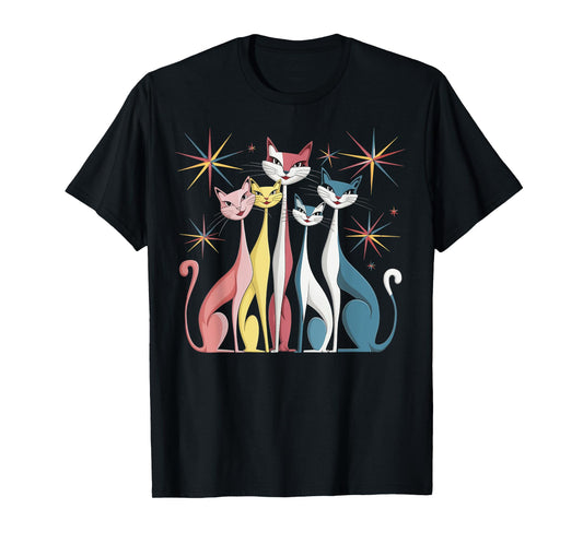 Cat Vintage Retro Mid-Century Modern Look Cats 50s 60s Style T-Shirt