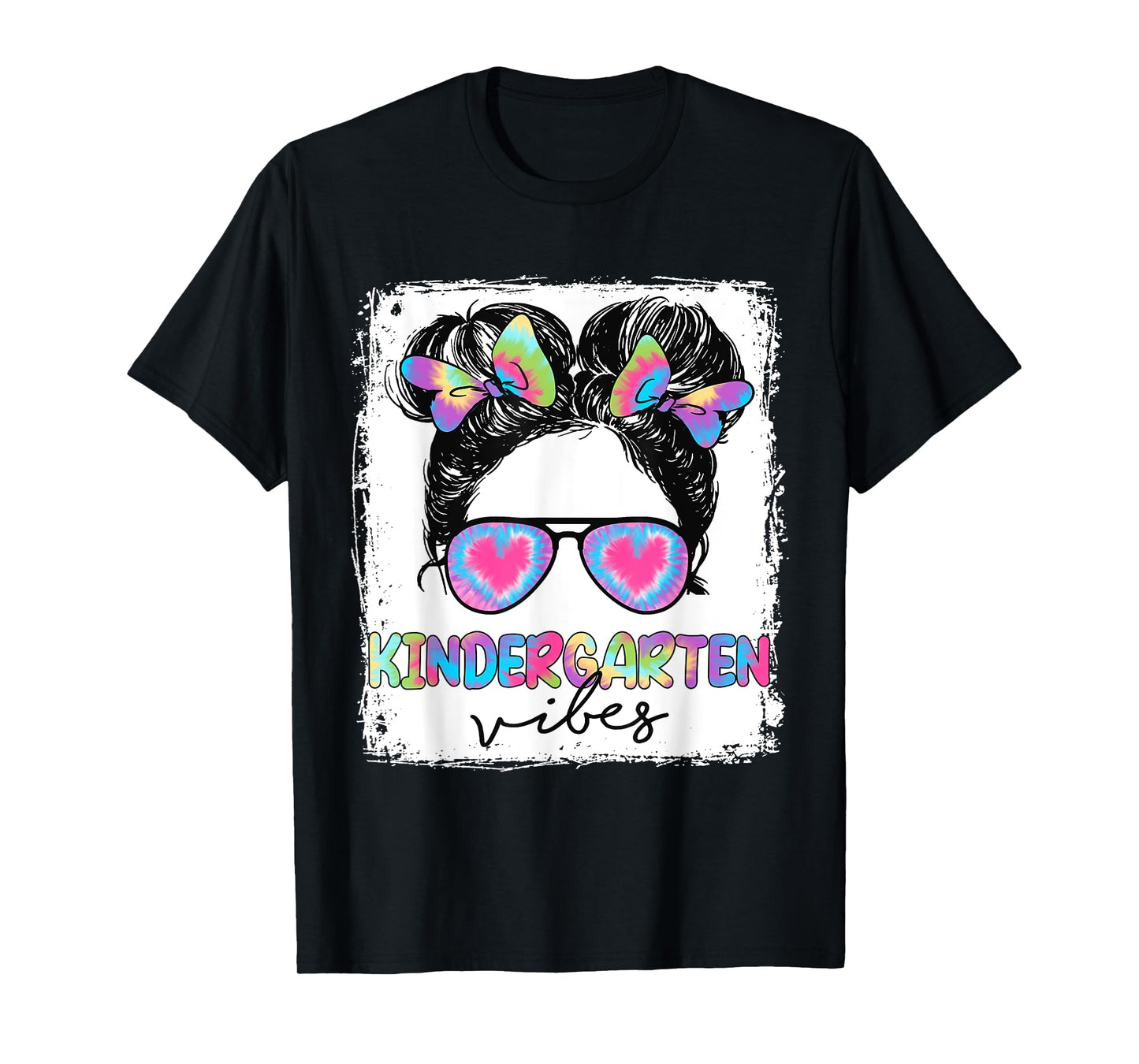 Kindergarten Vibes Messy Hair Bun Girl Back To School T-Shirt