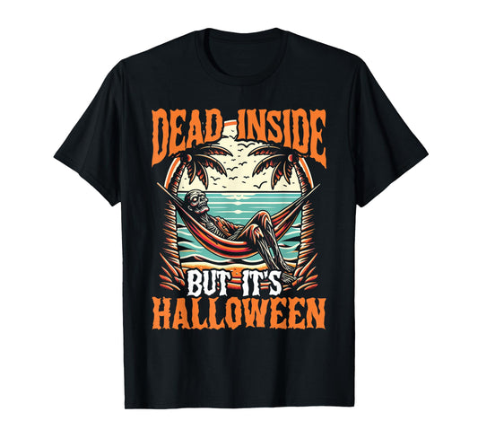 Dead Inside But It’s Halloween Tropical Skeleton Beach T-Shirt