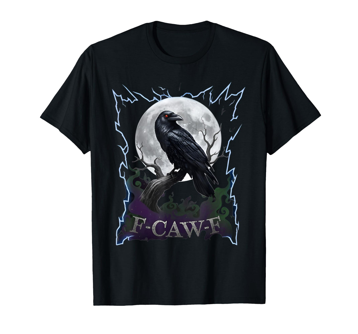 Scary Raven F-Caw-F Full Moon Halloween T-Shirt