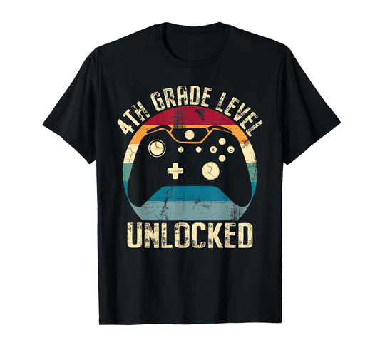 4th Grade Level Unlocked Back to School First Day Gamer Kid T-Shirt