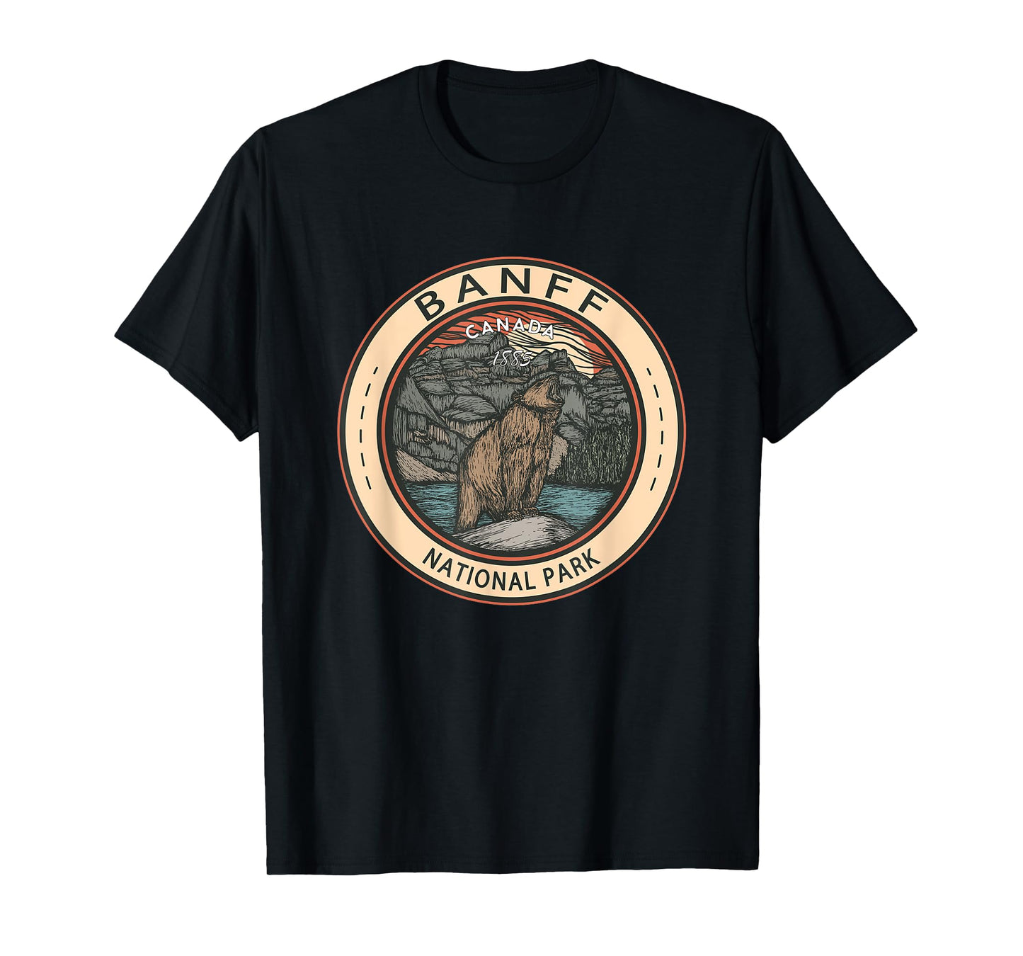 Banff National Park Canada Grizzly Bear Vintage Emblem T-Shirt