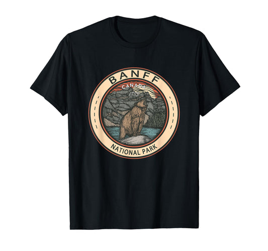 Banff National Park Canada Grizzly Bear Vintage Emblem T-Shirt