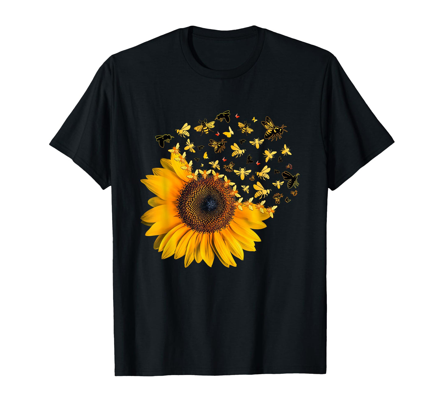 Bee Sunflower Lover Bumblebee Honey Bees Design T-Shirt