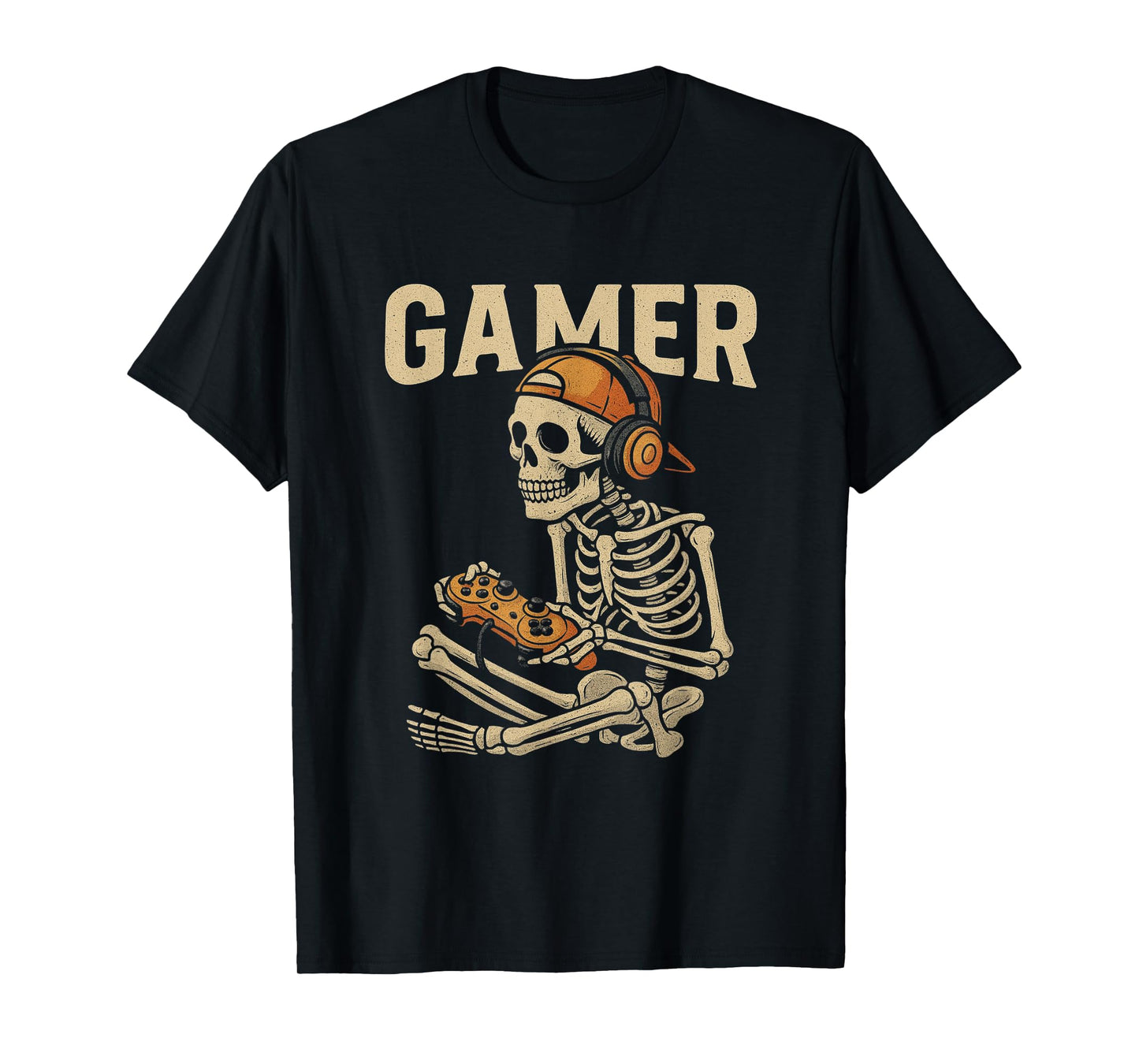 Halloween Skeleton Gamer Video Gaming Boys Men Kids Tees T-Shirt