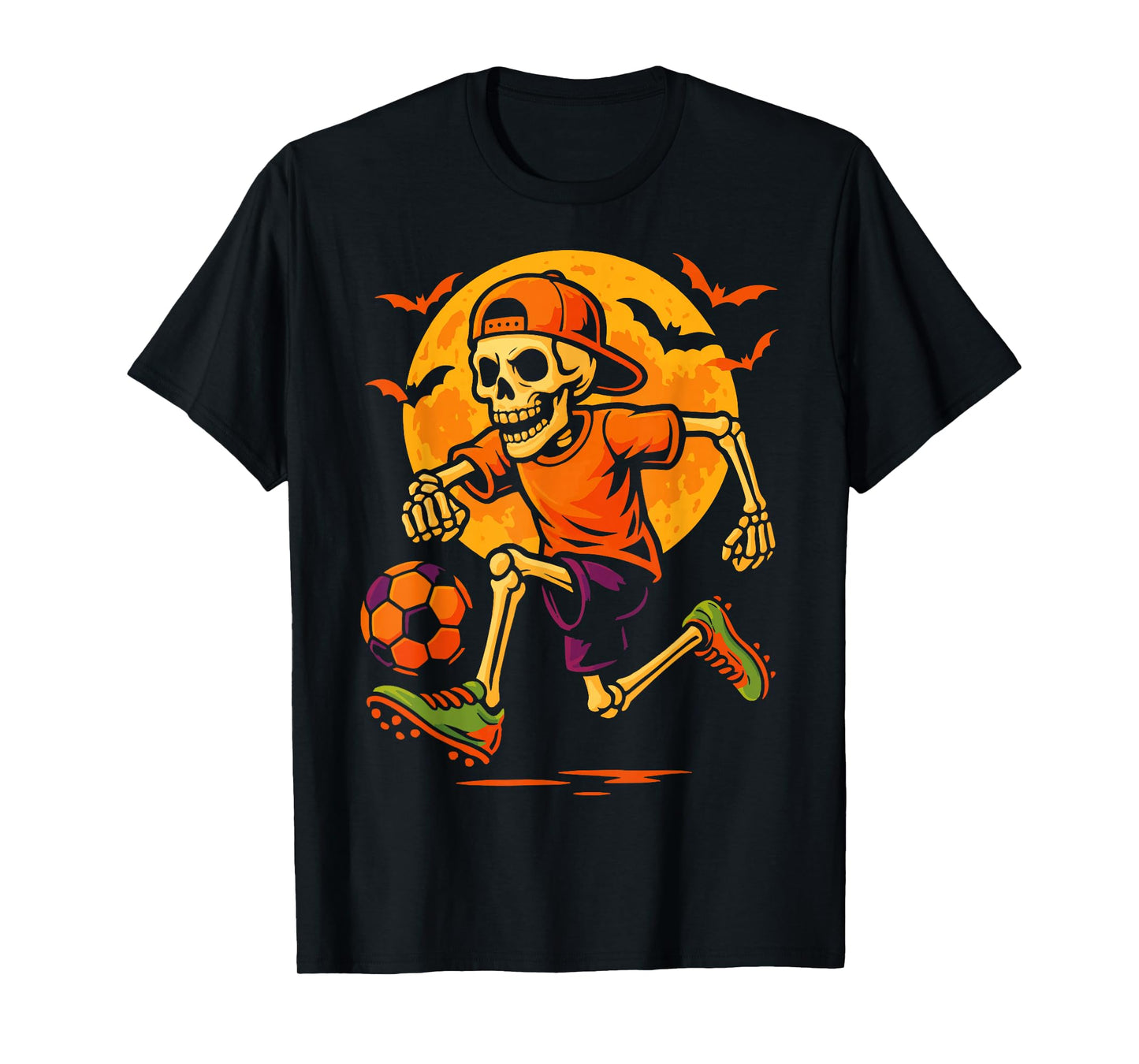 Giant Halloween Skeleton Soccer Player Tall Halloween Design T-Shirt