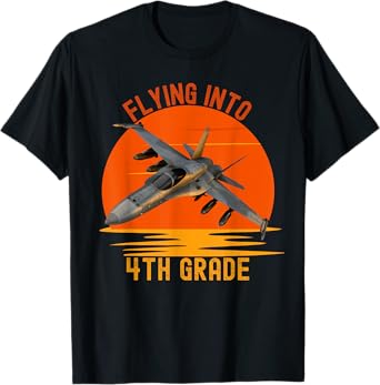 Flying Into 4th Grade Boys Back To School Jet Graphic T-Shirt