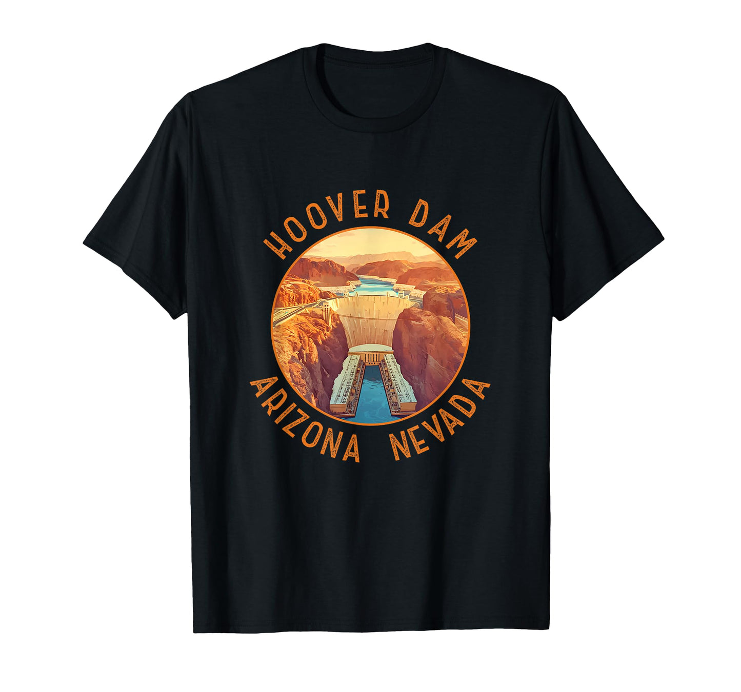 Hoover Dam Retro Distressed Circle Vintage T-Shirt