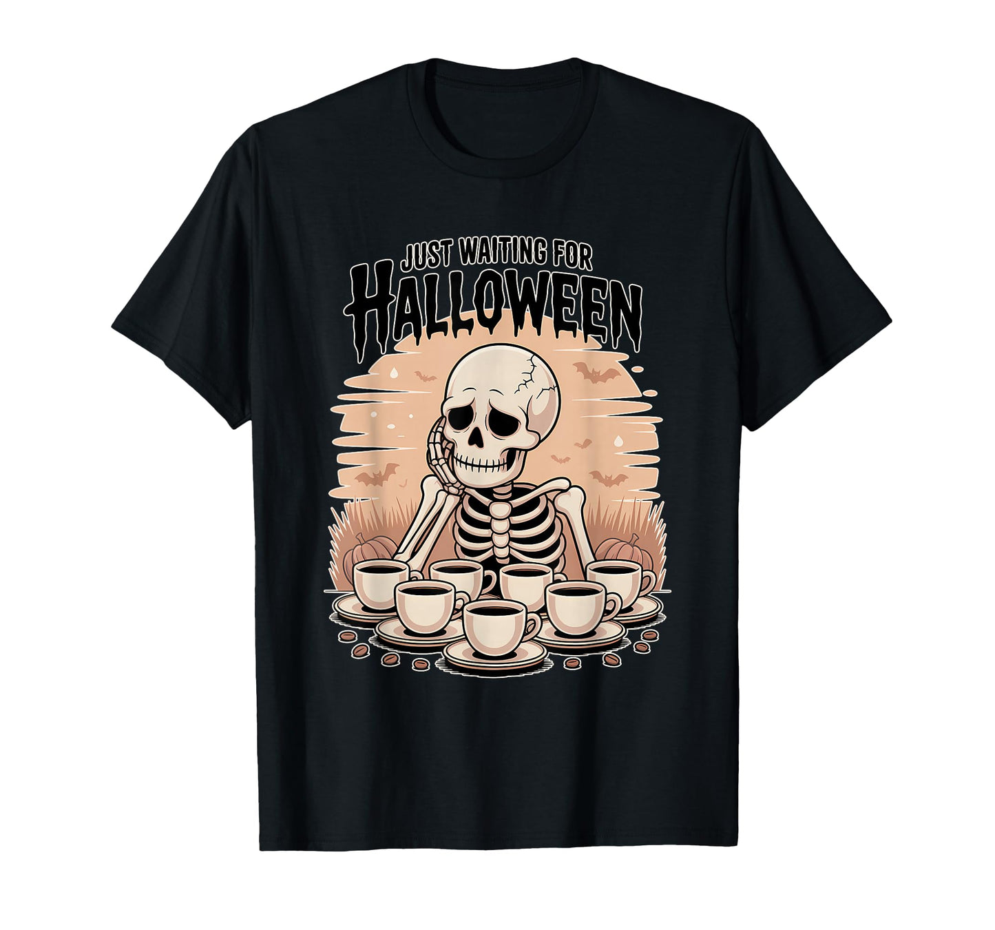 Just Waiting for Halloween Skeleton T-Shirt