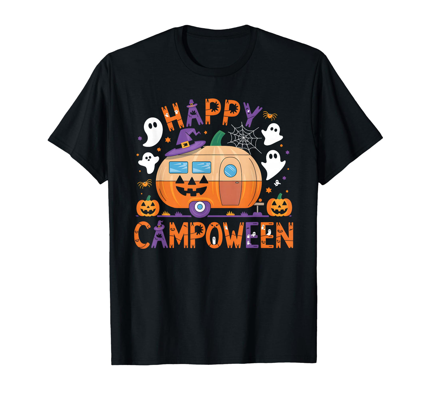 Happy Camp-O-Ween Halloween Camping Ghosts and Campfires T-Shirt
