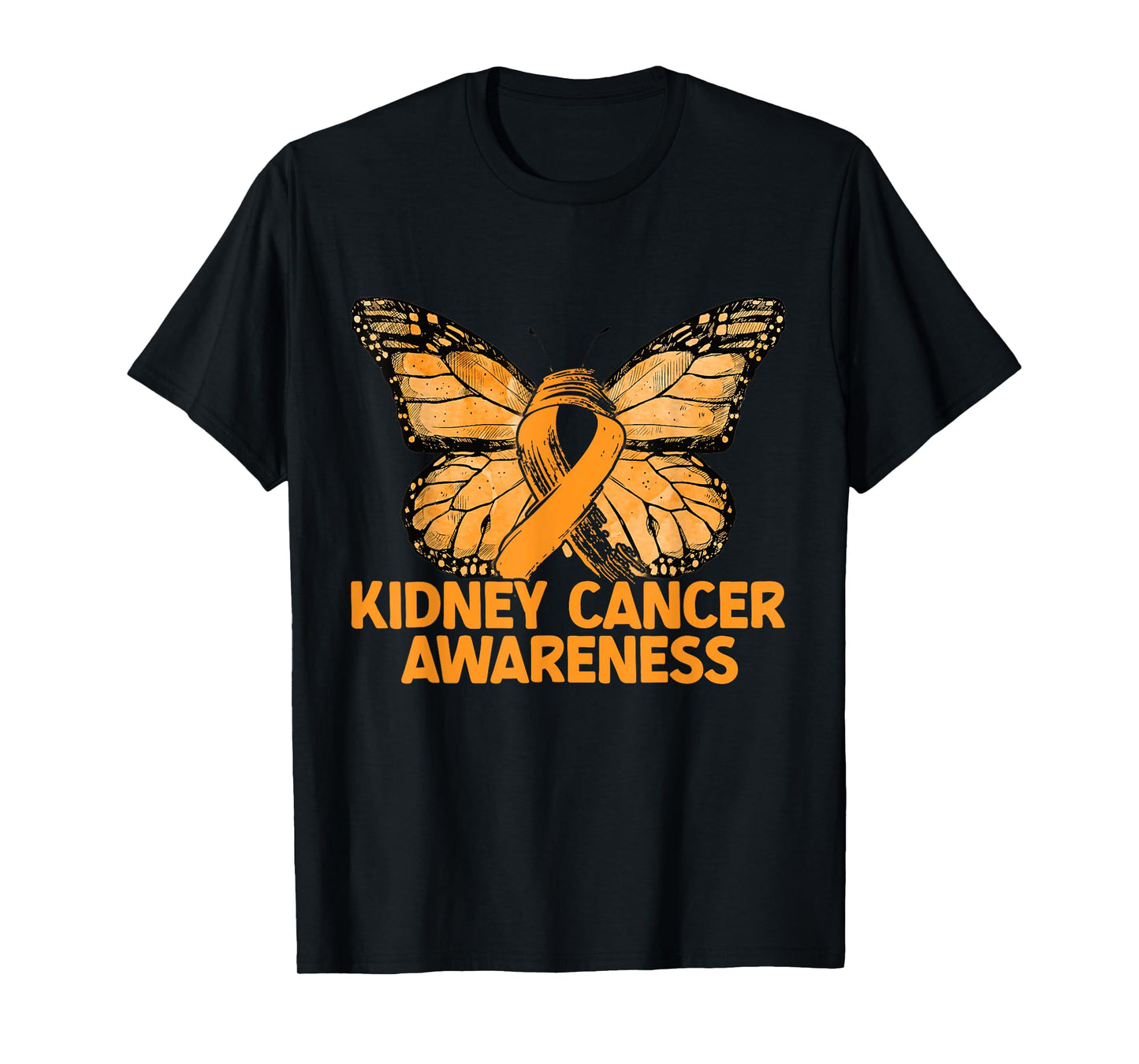 Kidney Cancer Awareness Butterfly Orange Ribbon T-Shirt