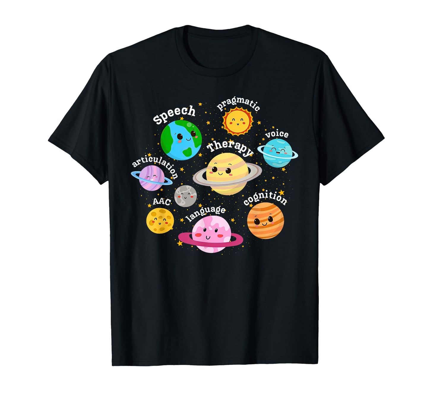 Speech Therapy Solar System Outer Space Pediatric SLP Retro T-Shirt