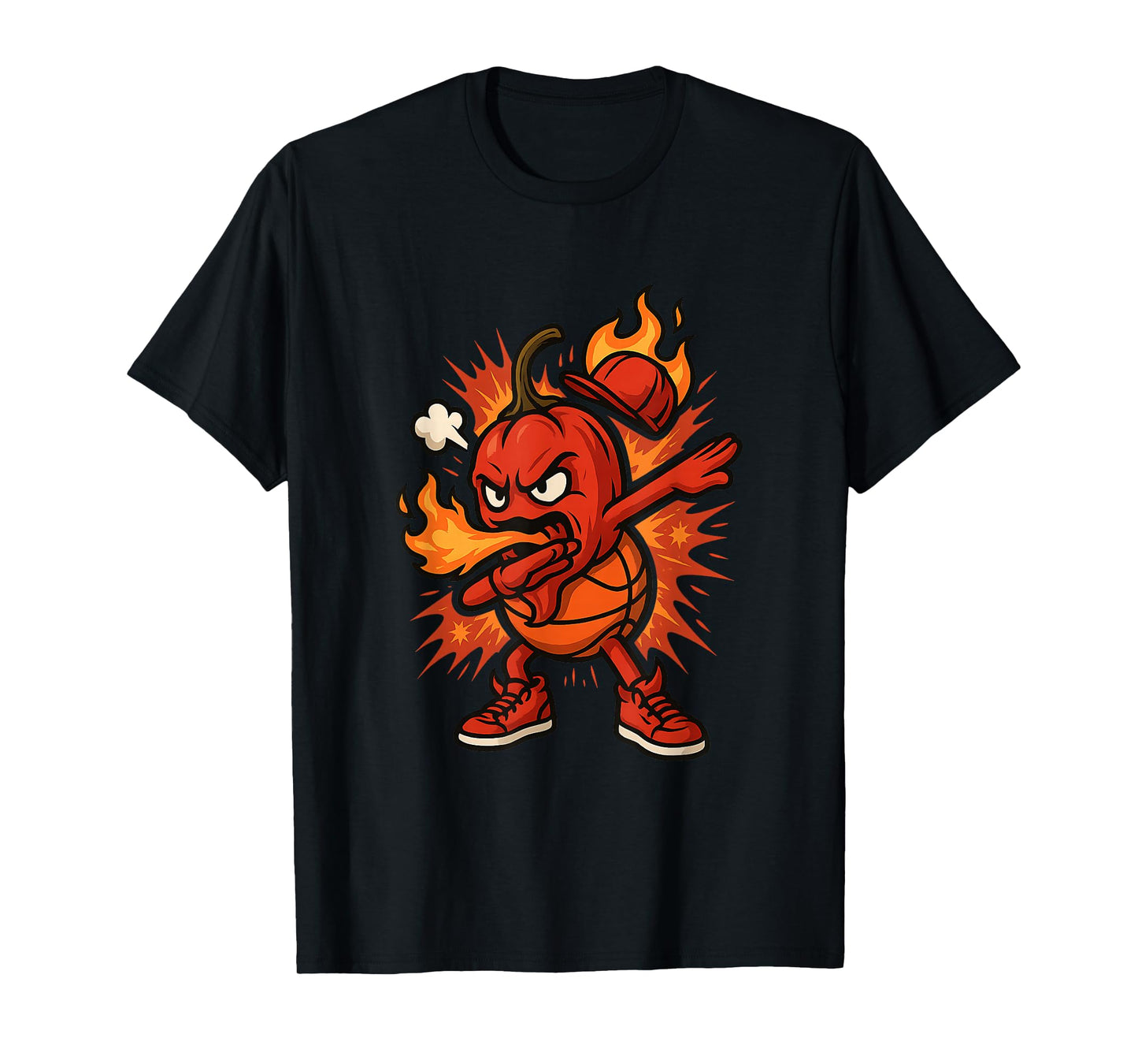 Funny Dabbing Basketball Drip Spicy Pepper Dab Meme Flame T-Shirt