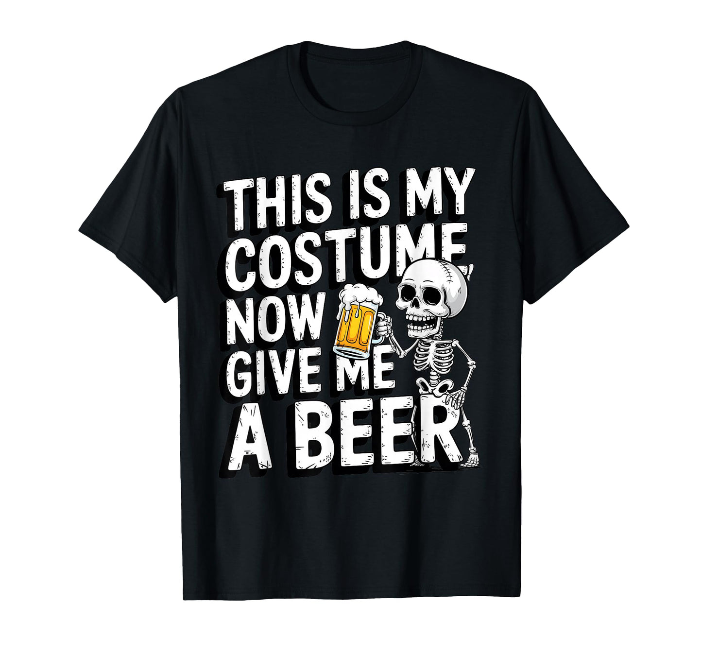 Funny Lazy Halloween Costume Men Skeleton Give Me A Beer T-Shirt