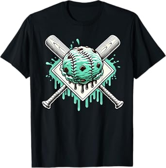 Baseball Home Plate Drip Boys Mint Chocolate Chip Spinkle T-Shirt