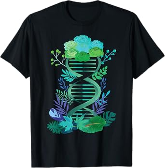DNA Double Helix Floral Biochemistry Science Teacher T-Shirt