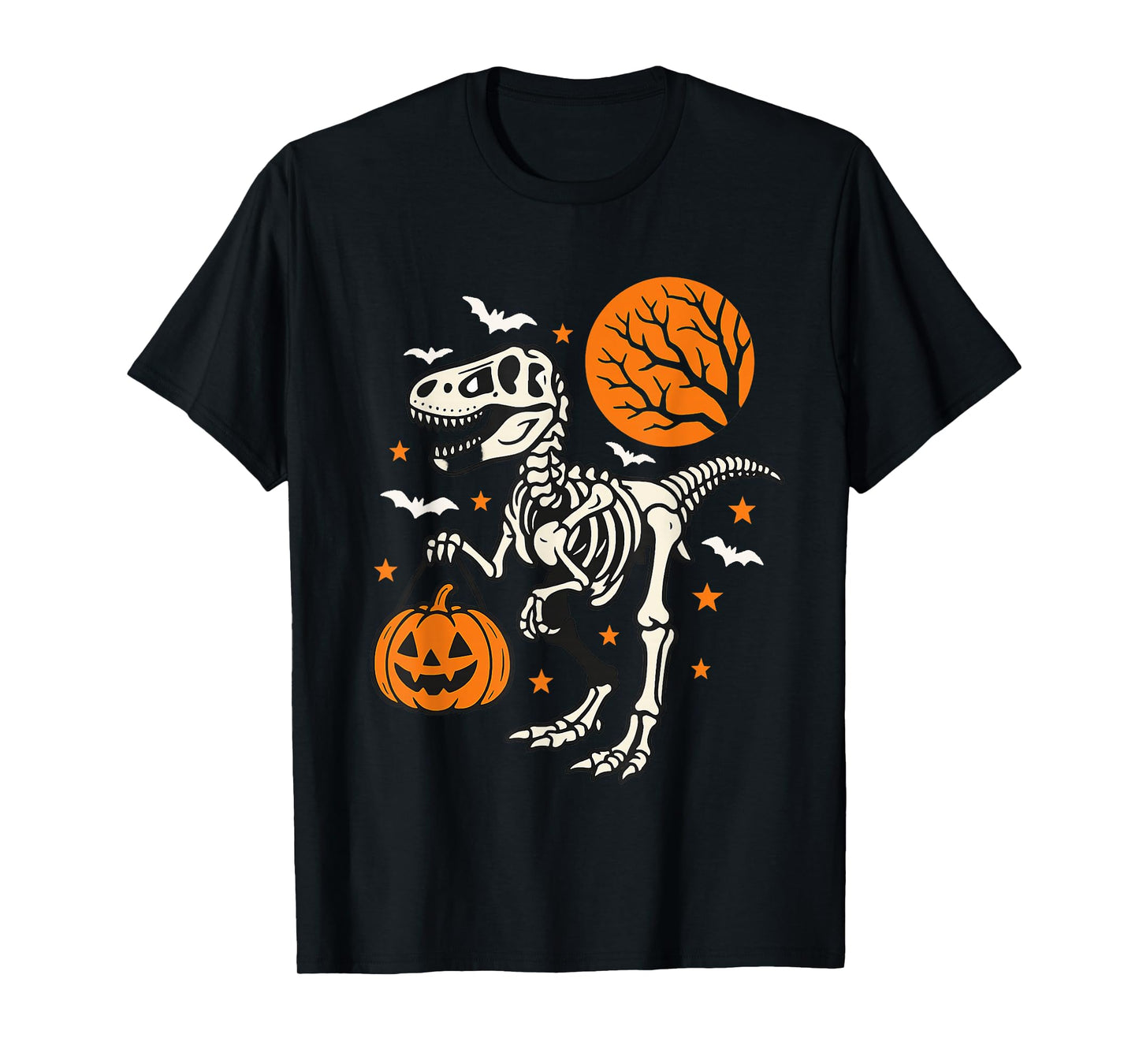 Funny Dinosaur Skeleton Halloween Pumpkin Trick Or Treat T-Shirt