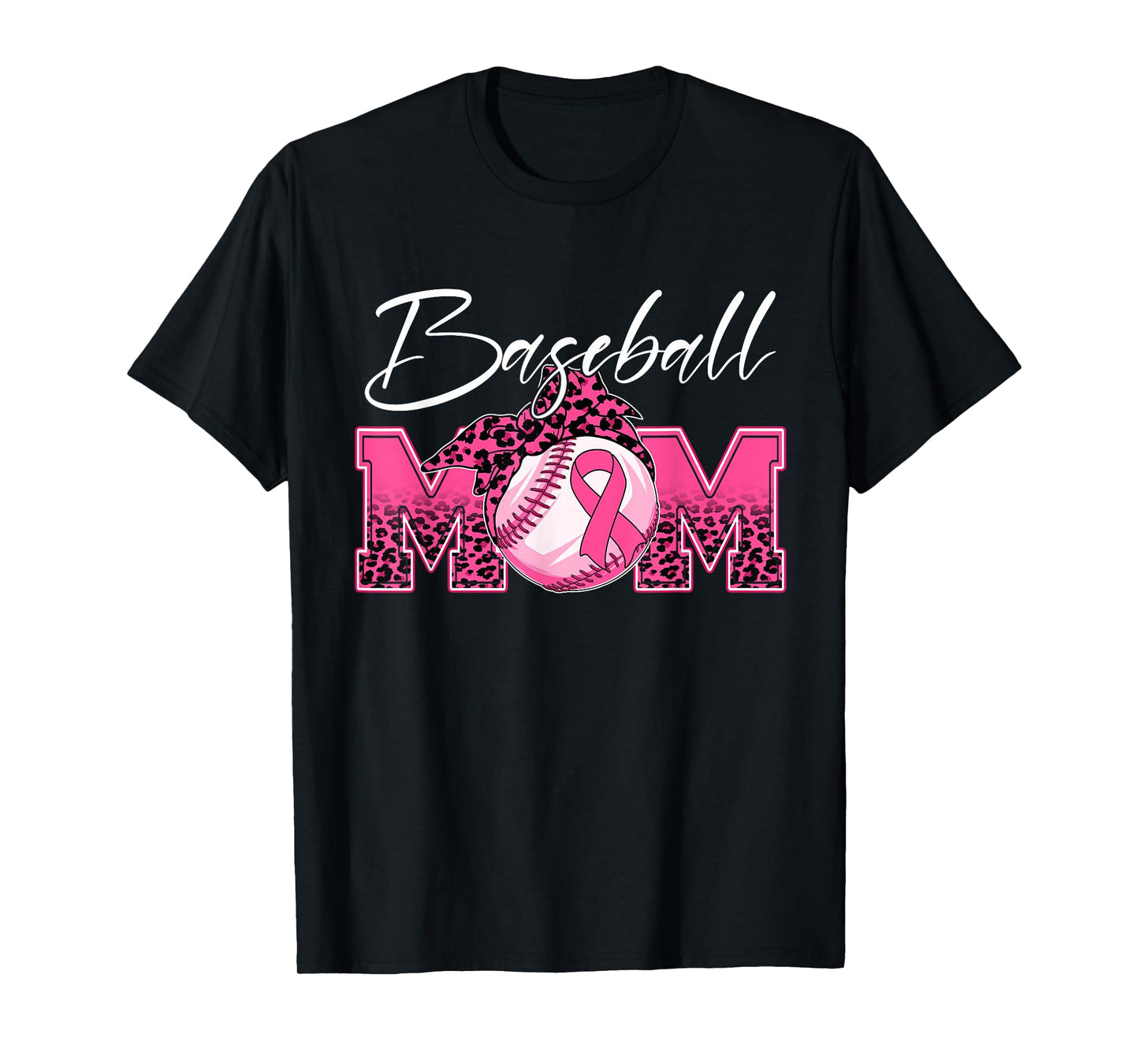 Baseball Mom Breast Cancer Awareness Day Pink Ribbon Women T-Shirt
