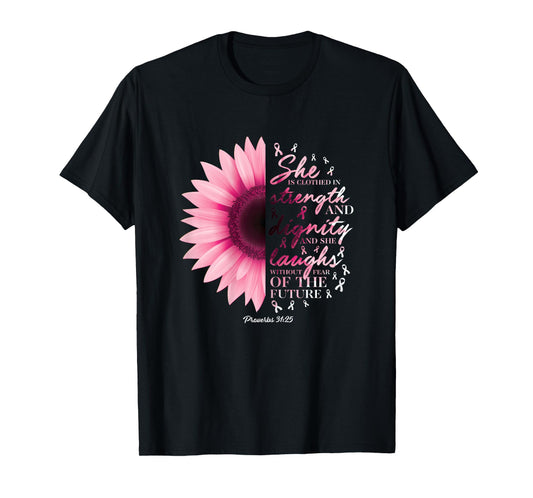 Proverbs 31 Verse Shirts Christian Breast Cancer Awareness T-Shirt
