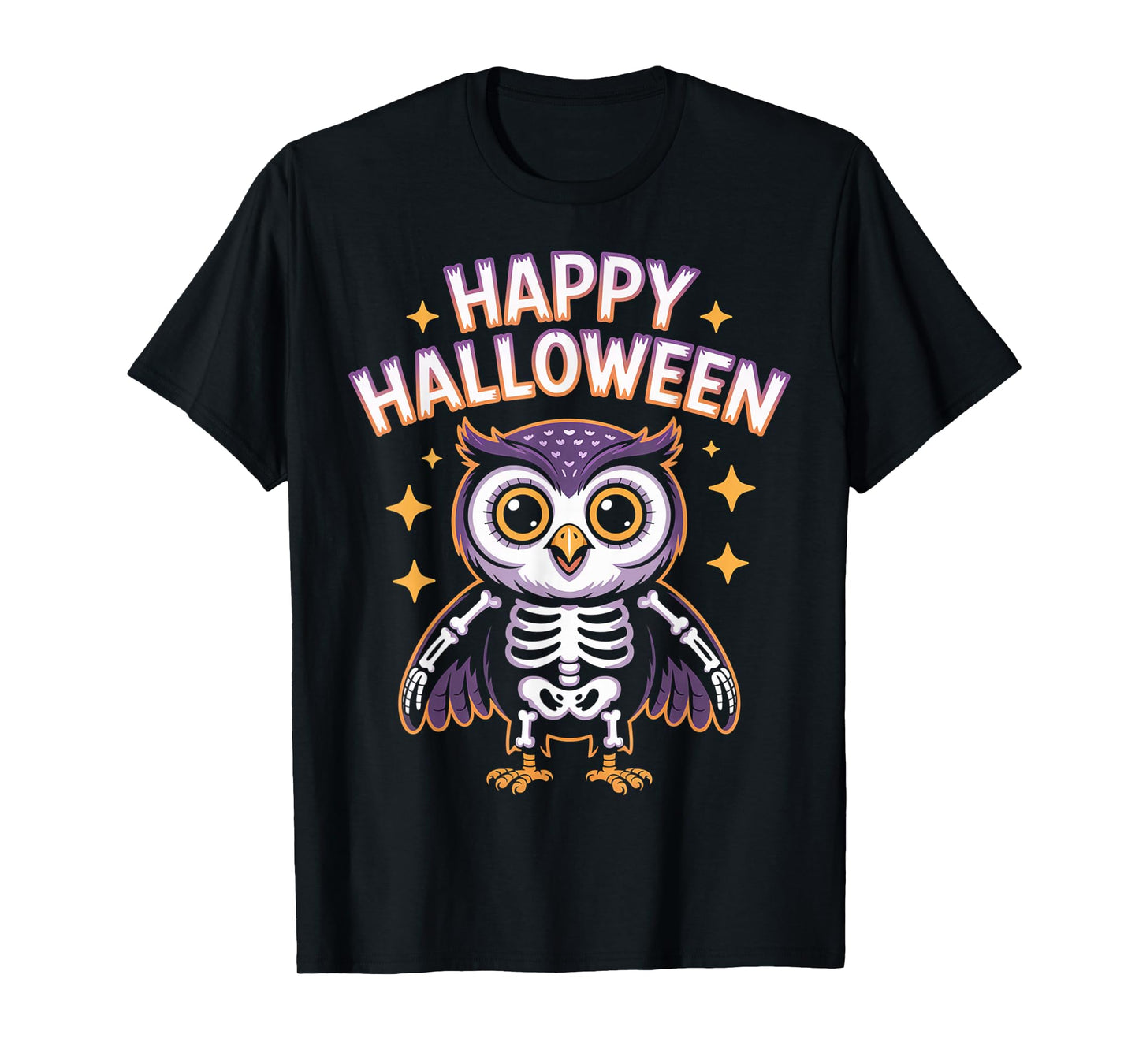 Cute Skeleton Owl Halloween Design for Kids and Adults T-Shirt