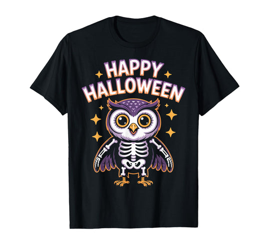 Cute Skeleton Owl Halloween Design for Kids and Adults T-Shirt