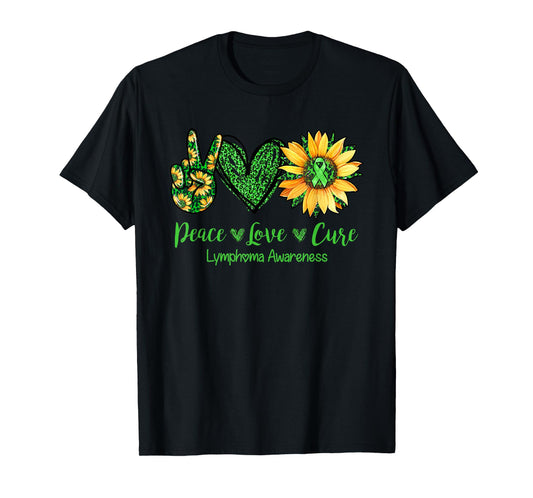 Daisy Peace Love Cure Lymphoma Awareness Gift T-Shirt
