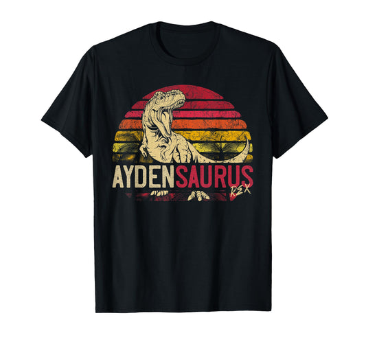 Ayden Saurus Funny Personalized Dinosaur T Rex Name Boy Gift T-Shirt
