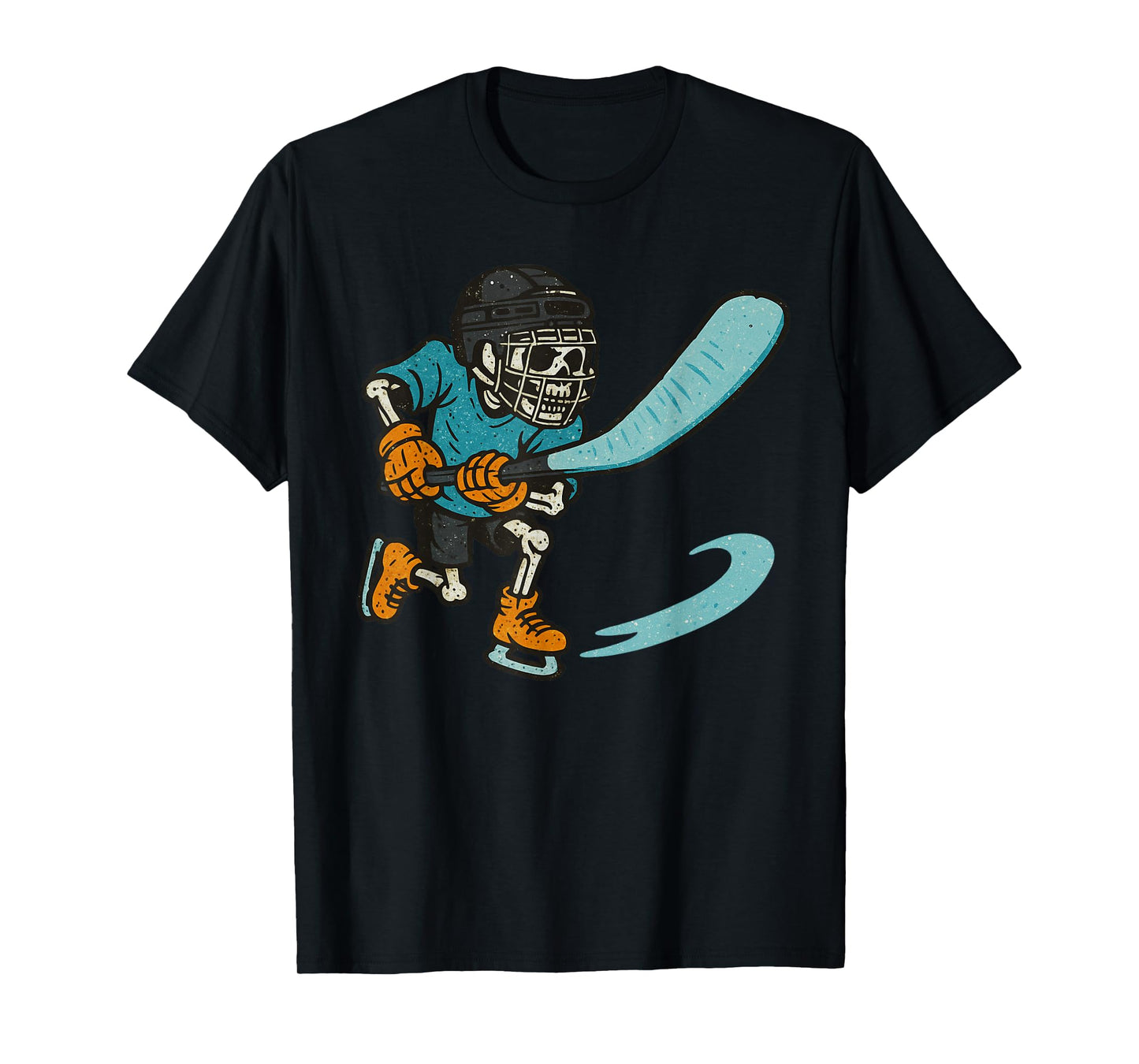 Vintage Halloween Skeleton Ice Hockey Funny Spooky Costume T-Shirt