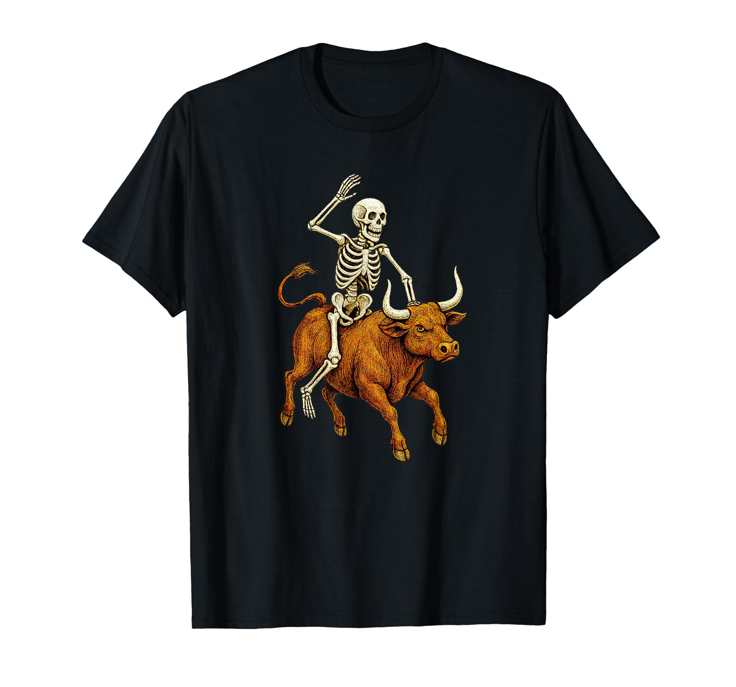 Skeleton Bull Rider Riding Rodeo - Cowboy T-Shirt
