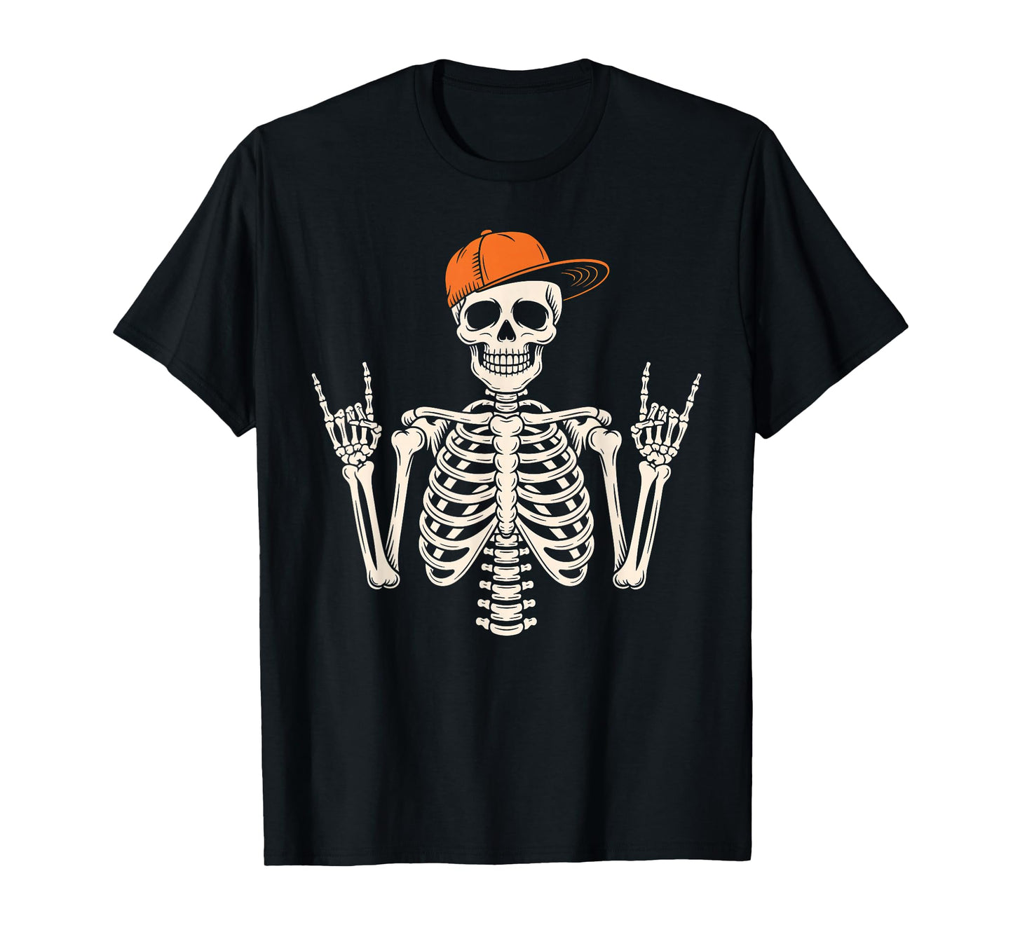 Rocker Skater Skeleton Cap Halloween T-Shirt