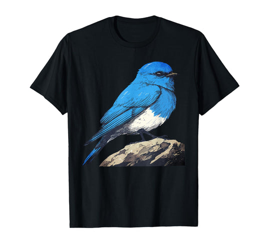 Cute Mountain Bluebird Rare Rock-Thrush Inspired Bird Design T-Shirt