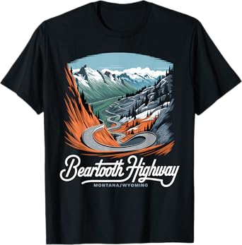 Beartooth Highway Montana Wyoming Mountains Winding Road T-Shirt