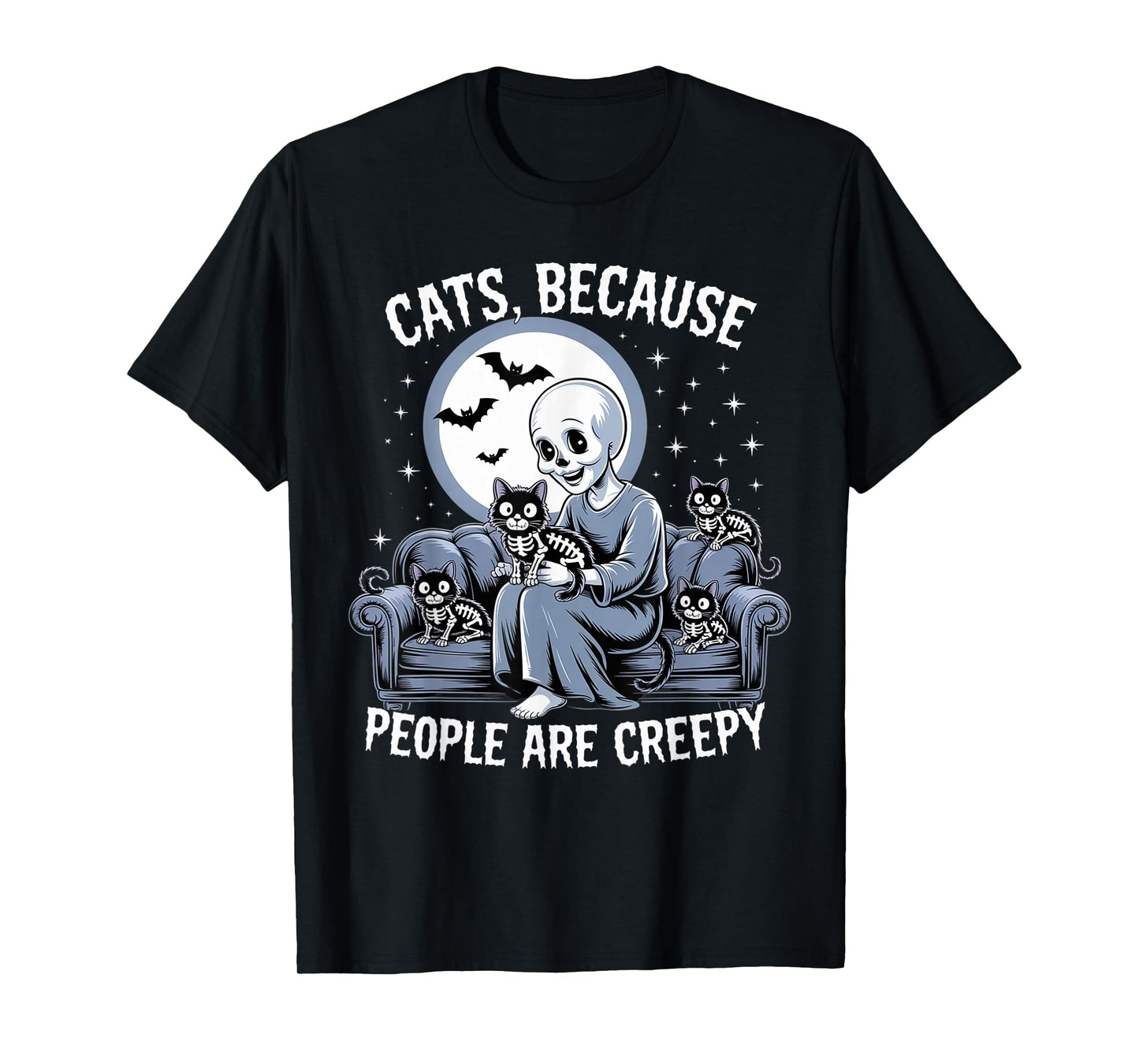Cats Because People are Creepy Ghost Halloween Cat Mom Kids T-Shirt