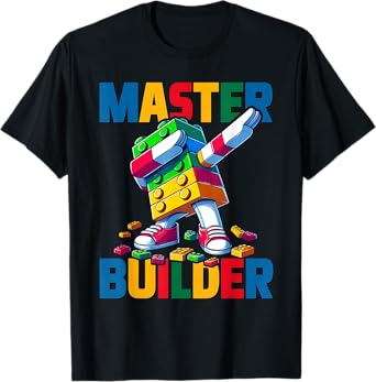 Dabbing Blocks Bricks Building Kids Boys Fun Master Builder T-Shirt