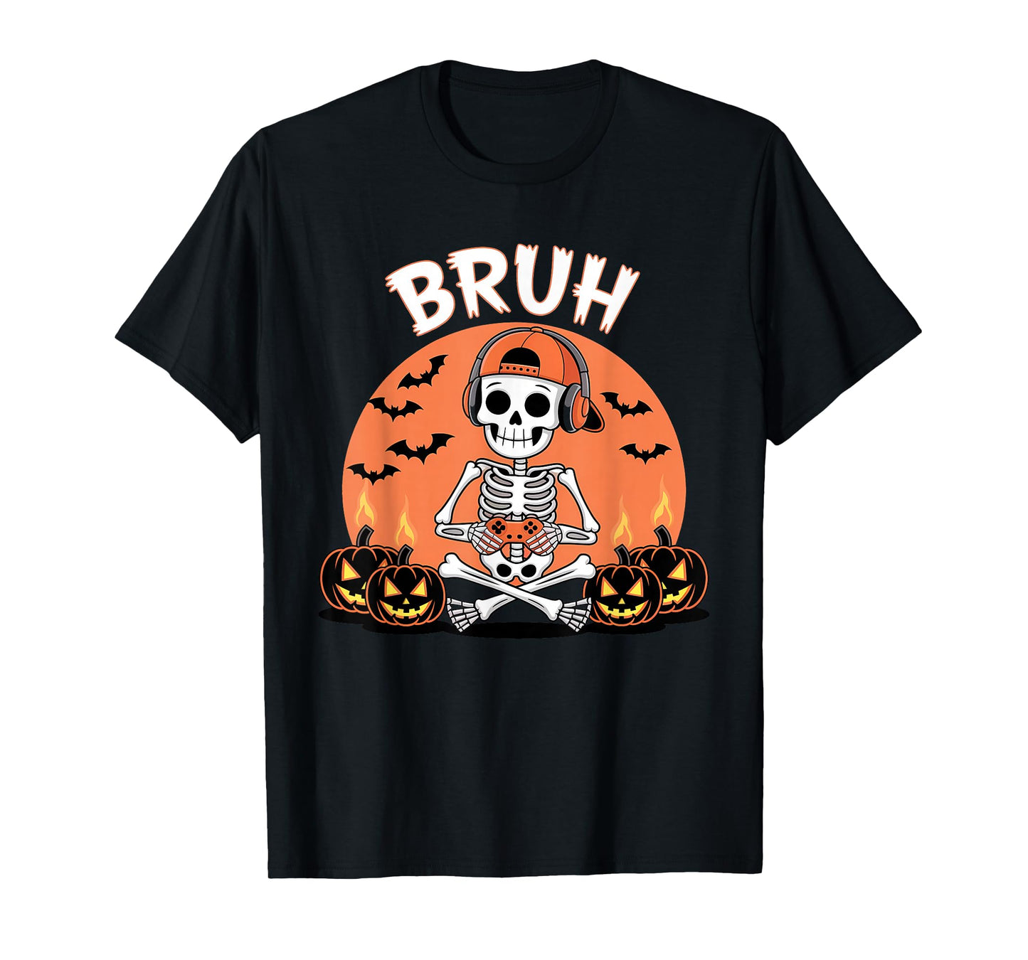 Halloween Skeleton Video Gaming Gamer Teens Youths Men T-Shirt