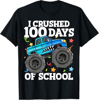 100 Days of School Monster Truck 100th Day of School Boys T-Shirt