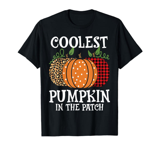 Coolest Pumpkin in The Patch Funny Pumpkin Leopard Halloween T-Shirt