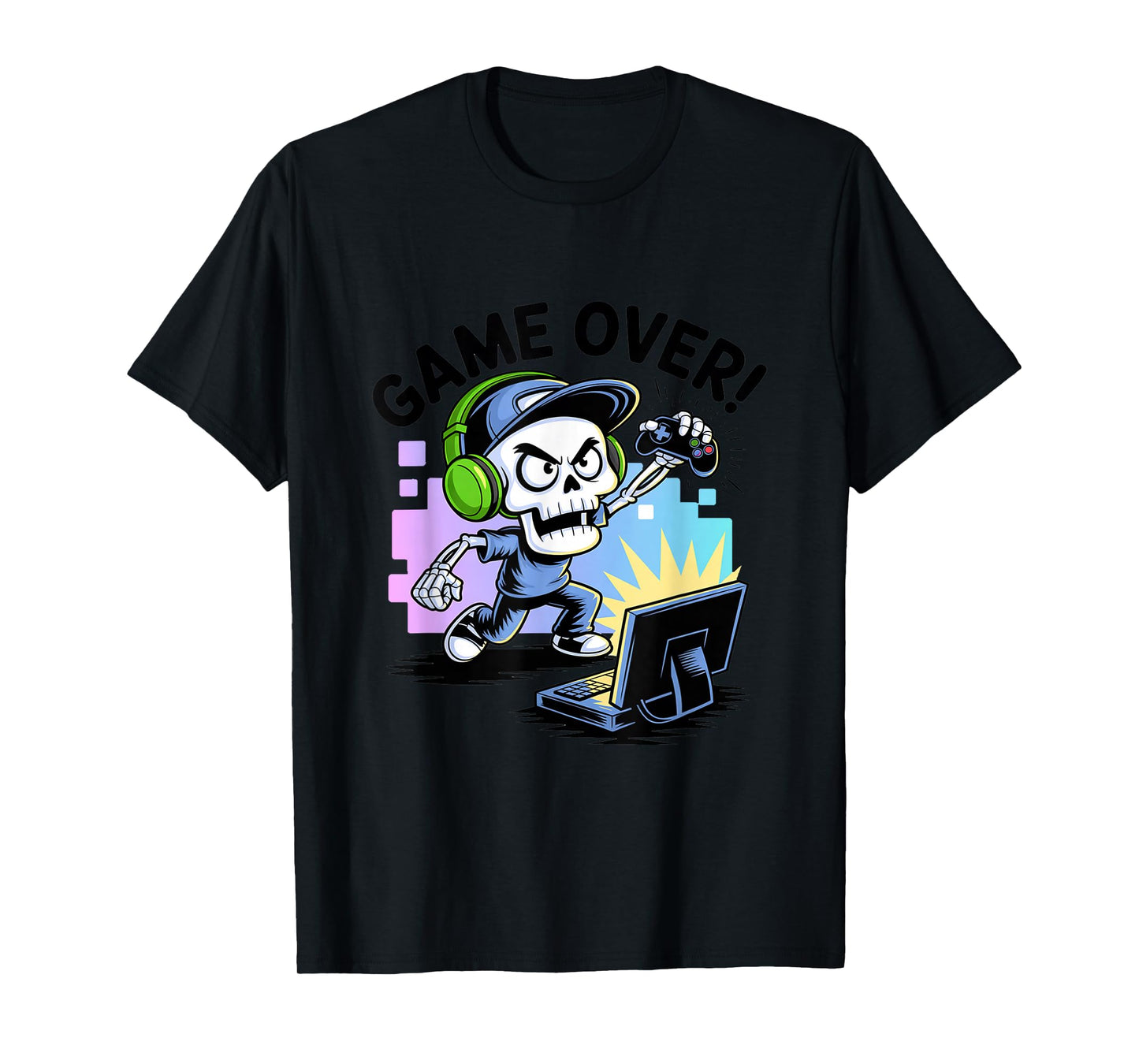 Funny Halloween Skeleton Gamer T-Shirt
