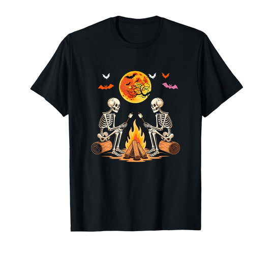 Cute Couple Skeletons Camping Halloween Kids Family Group T-Shirt