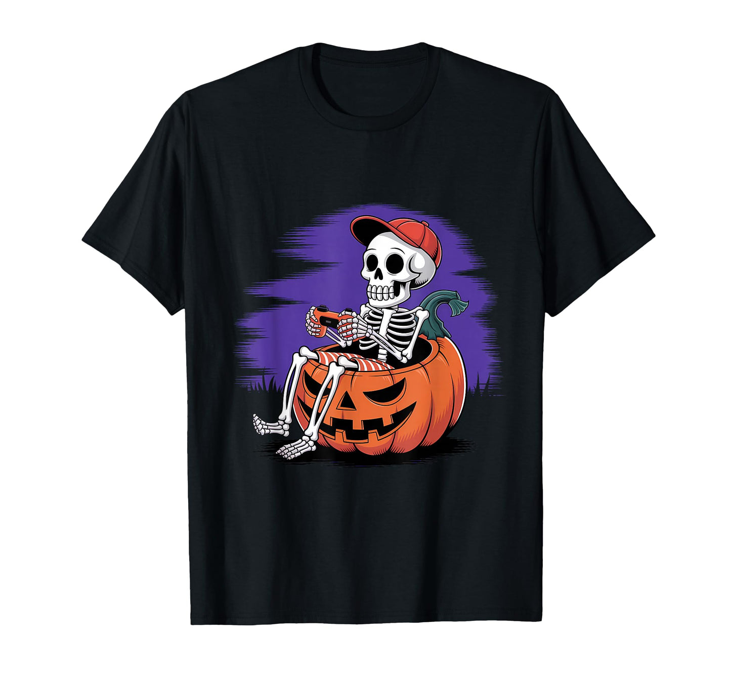 Halloween Skeleton Video Gaming Gamer Boys Youths & Men T-Shirt