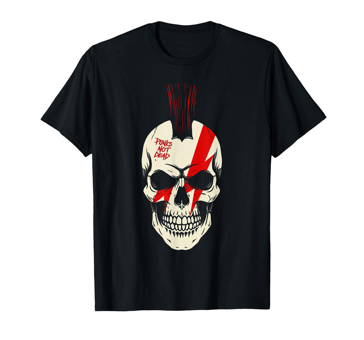Skull Punk Mohawk Metal Rock Music Skeleton Concert T-Shirt